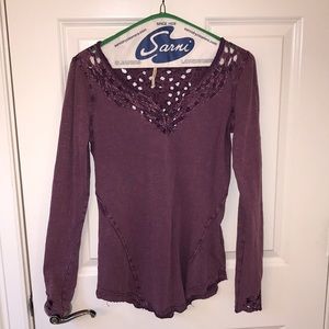 Free People crochet, long sleeve